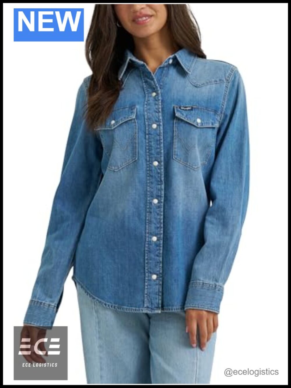 Wrangler Western Snap Shirt 100% Cotton Pearl Snap Regular Fit